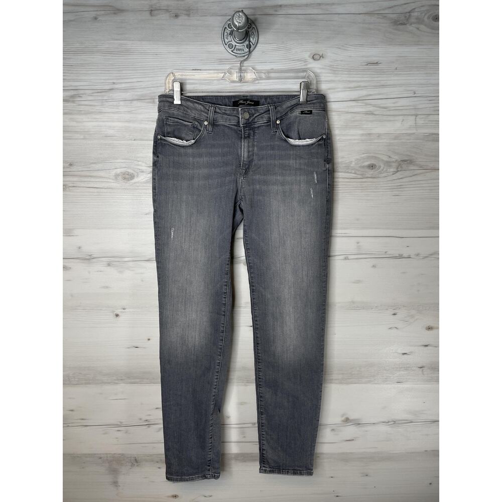 Mavi Jeans Emma‎ Slim Boyfriend Jeans Womens 30/32 Gray Stretch Zip Fly Denim